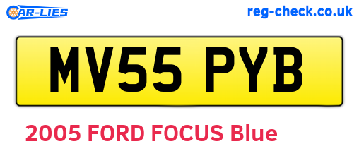MV55PYB are the vehicle registration plates.