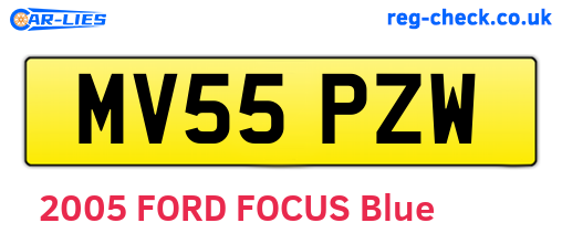 MV55PZW are the vehicle registration plates.
