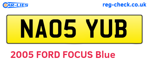 NA05YUB are the vehicle registration plates.