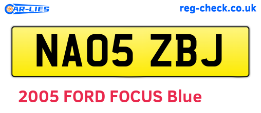 NA05ZBJ are the vehicle registration plates.