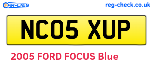 NC05XUP are the vehicle registration plates.
