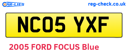NC05YXF are the vehicle registration plates.