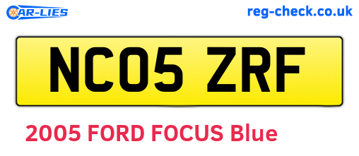 NC05ZRF are the vehicle registration plates.