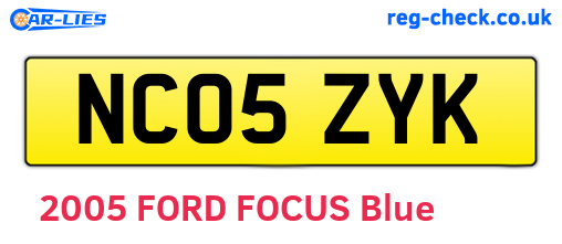 NC05ZYK are the vehicle registration plates.