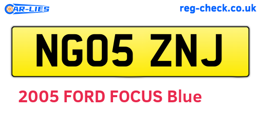 NG05ZNJ are the vehicle registration plates.