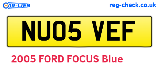 NU05VEF are the vehicle registration plates.