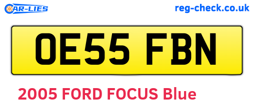OE55FBN are the vehicle registration plates.
