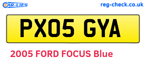 PX05GYA are the vehicle registration plates.