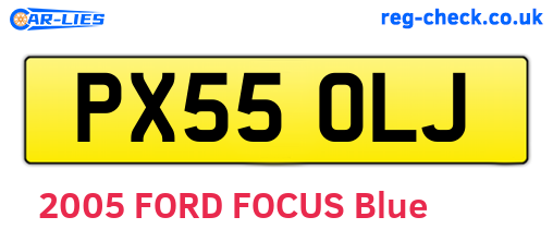 PX55OLJ are the vehicle registration plates.