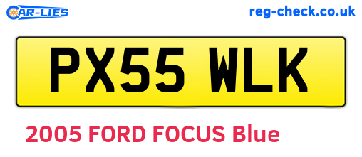 PX55WLK are the vehicle registration plates.