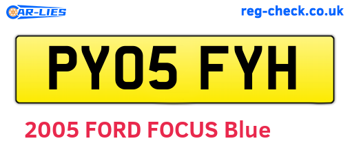 PY05FYH are the vehicle registration plates.