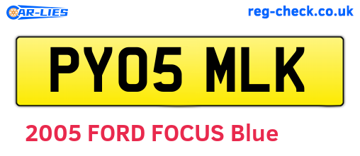 PY05MLK are the vehicle registration plates.