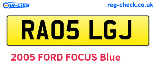RA05LGJ are the vehicle registration plates.