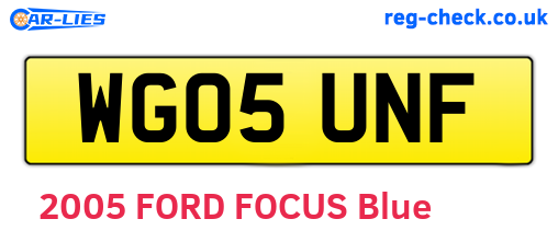 WG05UNF are the vehicle registration plates.