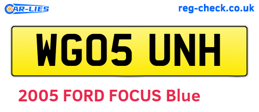 WG05UNH are the vehicle registration plates.