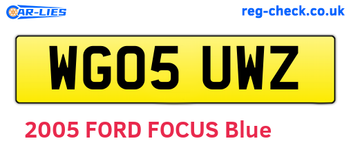 WG05UWZ are the vehicle registration plates.