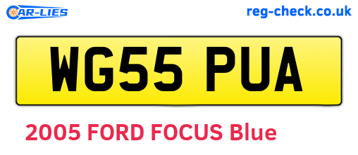 WG55PUA are the vehicle registration plates.
