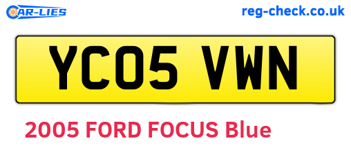 YC05VWN are the vehicle registration plates.