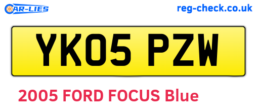 YK05PZW are the vehicle registration plates.