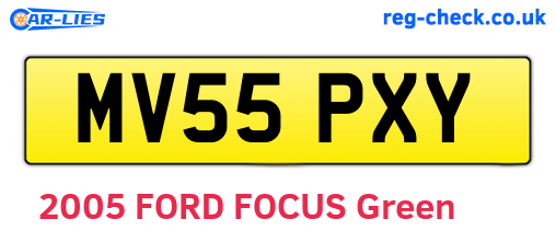 MV55PXY are the vehicle registration plates.