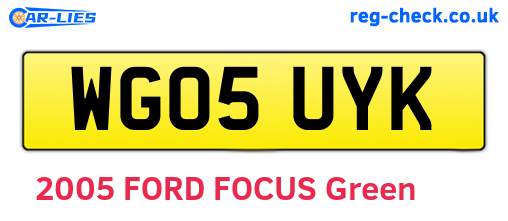 WG05UYK are the vehicle registration plates.