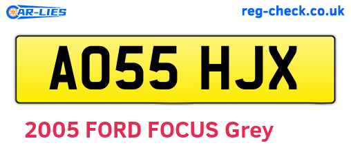 AO55HJX are the vehicle registration plates.