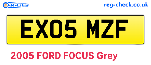 EX05MZF are the vehicle registration plates.