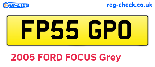FP55GPO are the vehicle registration plates.