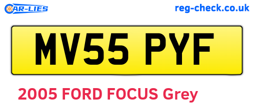 MV55PYF are the vehicle registration plates.