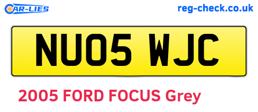 NU05WJC are the vehicle registration plates.