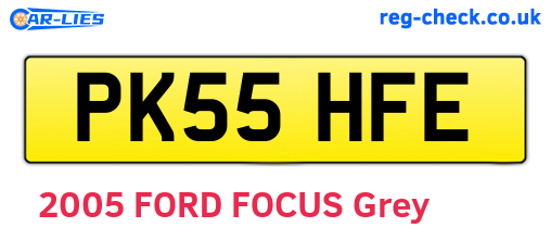 PK55HFE are the vehicle registration plates.