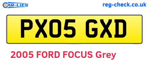 PX05GXD are the vehicle registration plates.