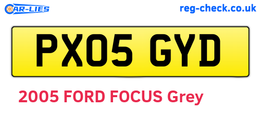 PX05GYD are the vehicle registration plates.