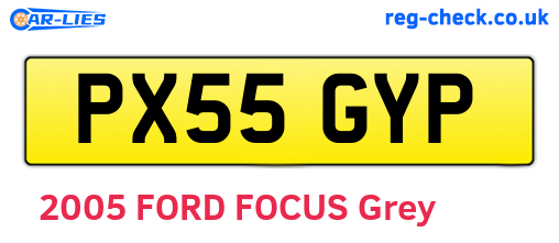 PX55GYP are the vehicle registration plates.