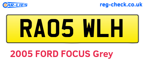 RA05WLH are the vehicle registration plates.