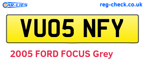 VU05NFY are the vehicle registration plates.
