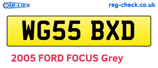 WG55BXD are the vehicle registration plates.