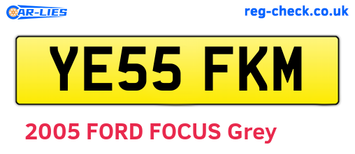 YE55FKM are the vehicle registration plates.