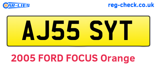 AJ55SYT are the vehicle registration plates.