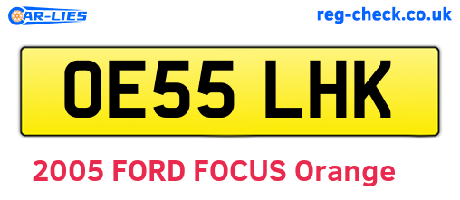 OE55LHK are the vehicle registration plates.
