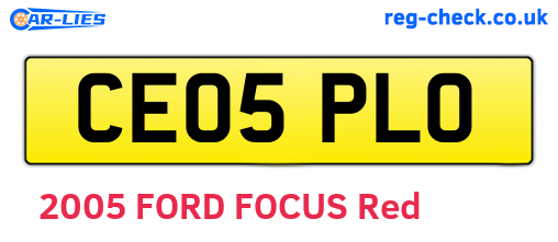 CE05PLO are the vehicle registration plates.