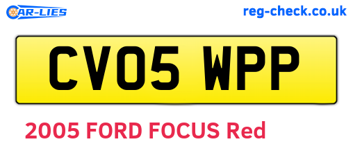 CV05WPP are the vehicle registration plates.