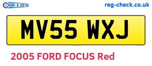 MV55WXJ are the vehicle registration plates.