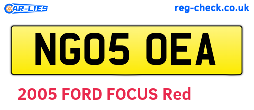 NG05OEA are the vehicle registration plates.