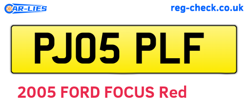 PJ05PLF are the vehicle registration plates.