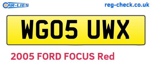 WG05UWX are the vehicle registration plates.
