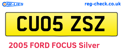 CU05ZSZ are the vehicle registration plates.