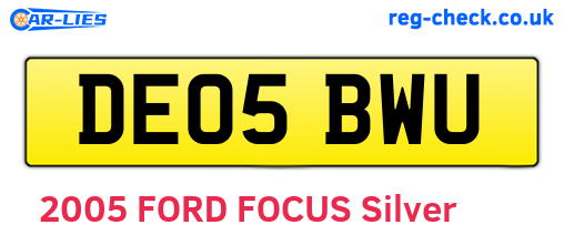 DE05BWU are the vehicle registration plates.