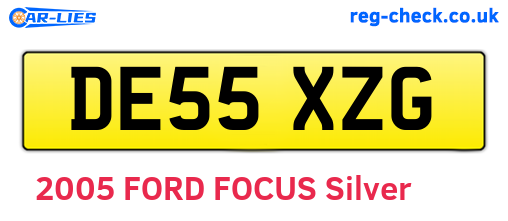 DE55XZG are the vehicle registration plates.