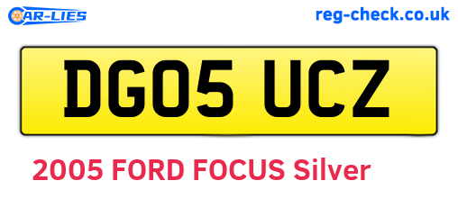 DG05UCZ are the vehicle registration plates.